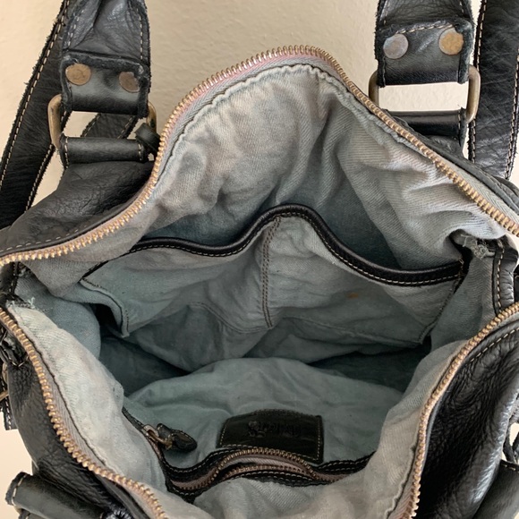 Civico93 Black Leather Handbag.  Made in Italy. - Picture 4 of 5